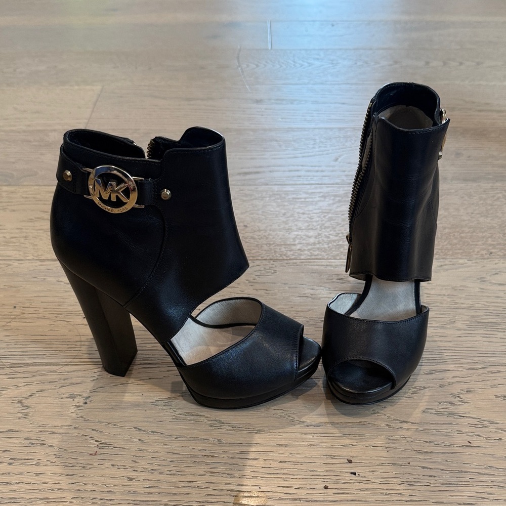 Michael Kors Black Peep-Toe Heeled Boots
